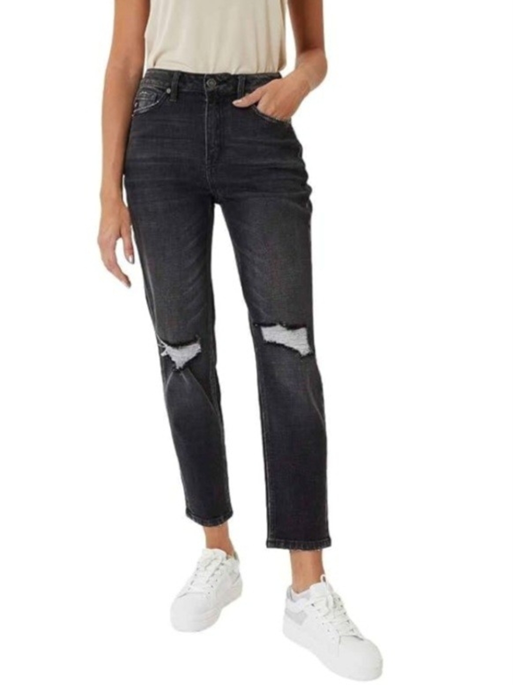 KanCan High-Rise Distressed Mom Jean Black KC7133BK SIZE 3/25